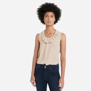 Sleeveless-Ruffled-Neckline-Top