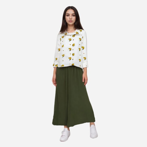 Modest-Floral-Print-Blouse-with-Flowy-Olive-Maxi-Skirt
