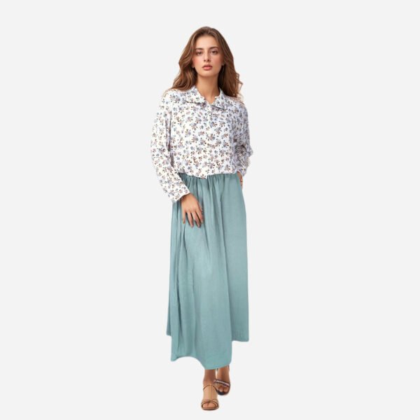 Modest-Floral-Print-Blouse-and-Mint-Green-Skirt
