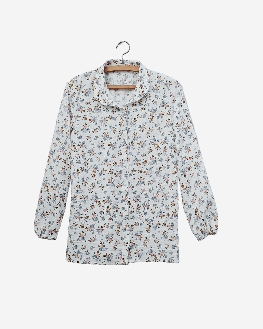 Asmaa Basha White Floral Cotton Modest Fresh Blouse