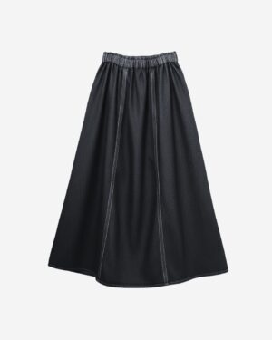 Asmaa Basha Black Denim Wide Modest Skirt