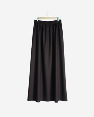 Asmaa Basha Black Suede Modest Maxi Skirt