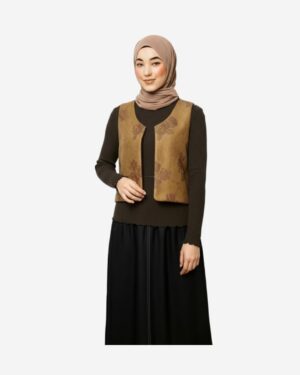 Asmaa Basha Double Face Wool & Suede Vest in Brown & Havana