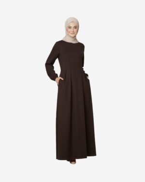 Asmaa Basha Brown Suede Modest Maxi Dress