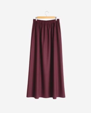 Asmaa Basha Burgundy Suede Modest Maxi Skirt