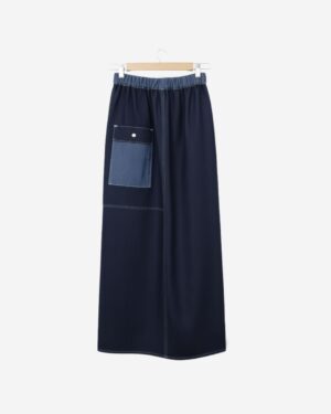 Asmaa Basha Dark Denim Straight Modest Skirt