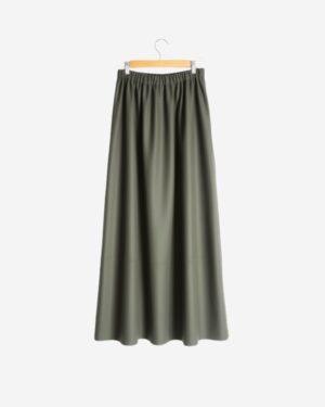 Asmaa Basha Olive Suede Modest Maxi Skirt