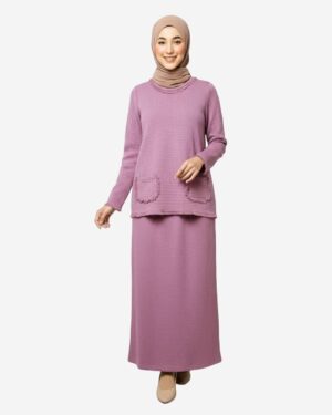 Asmaa Basha Pink Knit Modest Maxi Suit
