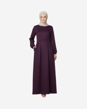 Asmaa Basha Dark Mauve Suede Modest Maxi Dress