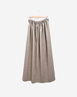 Asmaa Basha Beige Checkered Wool Modest Classic Skirt