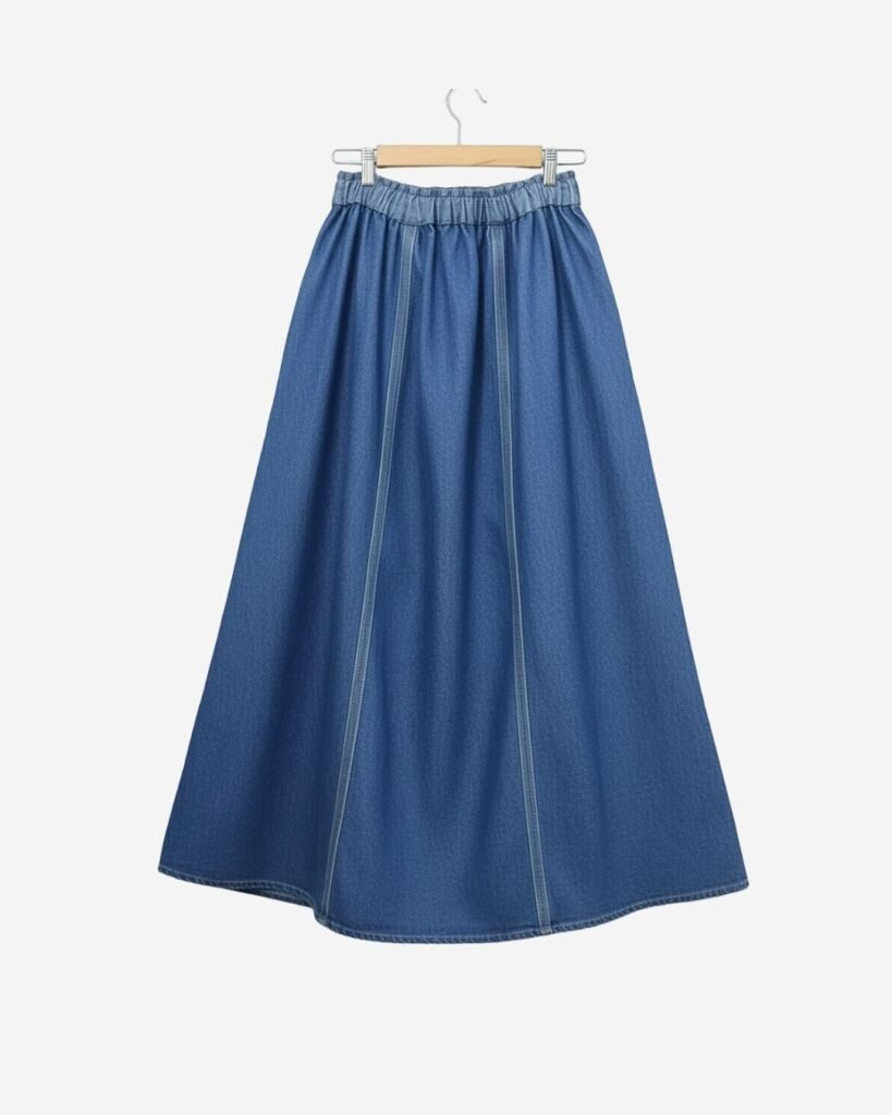 Asmaa Basha Light Denim Wide Modest Skirt