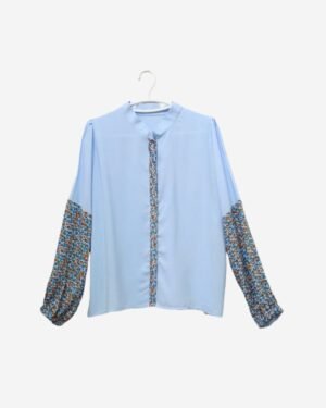 Asmaa Basha - Comfy Blue Floral Print Pure Cotton Blouse