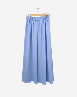 Asmaa Basha - Modest Flared Blue Linen Summer Maxi Skirt