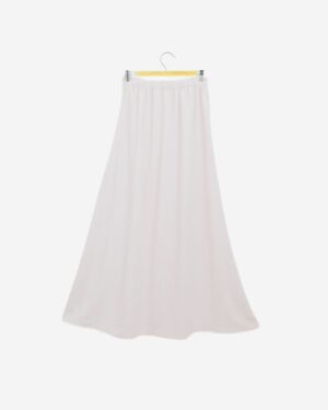 Beige linen modest skirt with elastic waistband and flowy cut