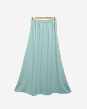 Mint linen modest skirt with elastic waistband and relaxed fit