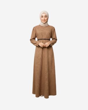 Asmaa Basha Light Wool Modest Dress in Havana