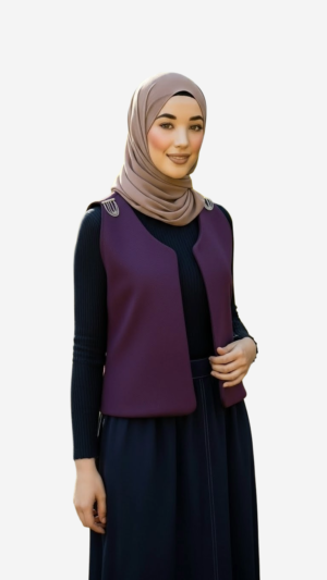 Asmaa Basha Double Face Wool Vest in Black & Purple