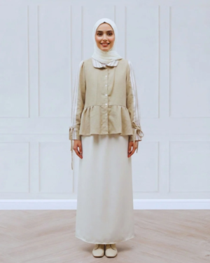 Asmaa Basha - Stylish Off-White Skirt & Linen Blouse Set